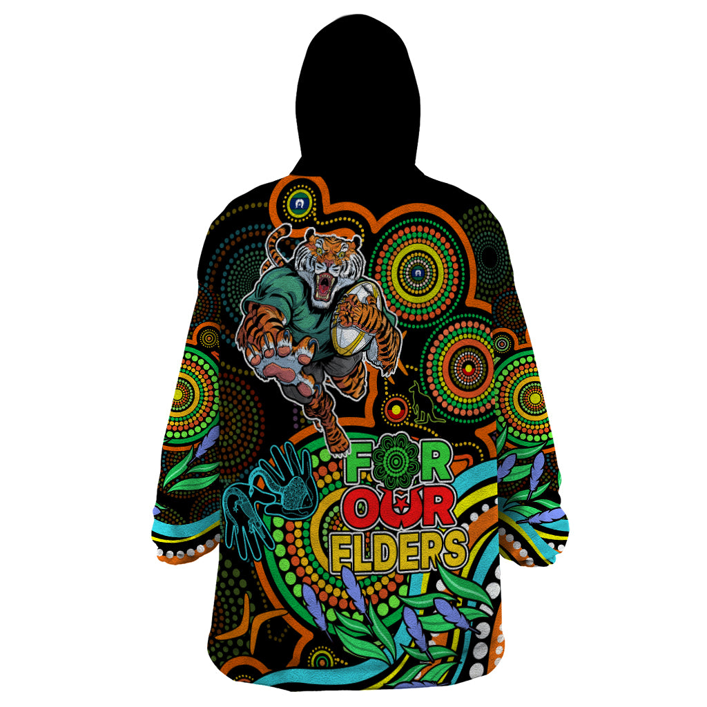 Tigers Rugby Aboriginal Art Wearable Blanket Hoodie NAIDOC Indigenous Tribal - Vibe Hoodie Shop