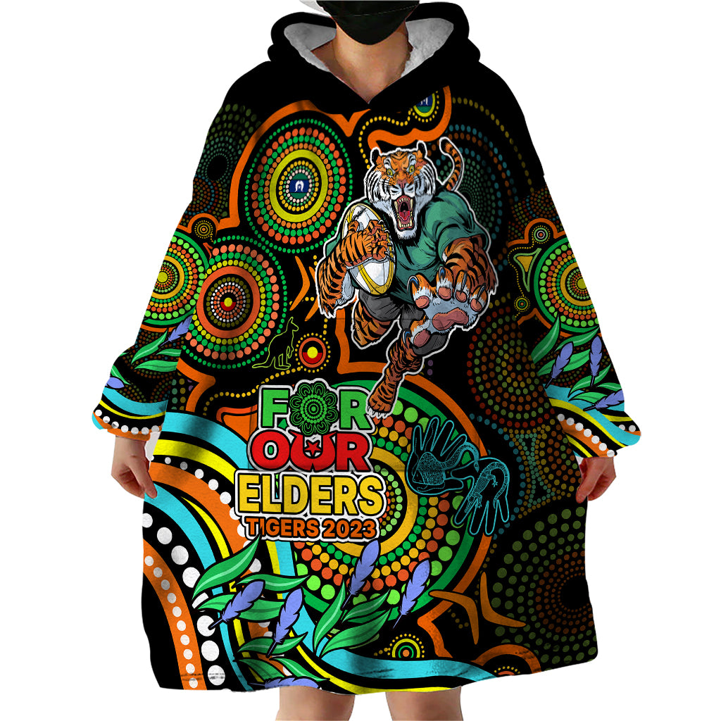 Tigers Rugby Aboriginal Art Wearable Blanket Hoodie NAIDOC Indigenous Tribal - Vibe Hoodie Shop