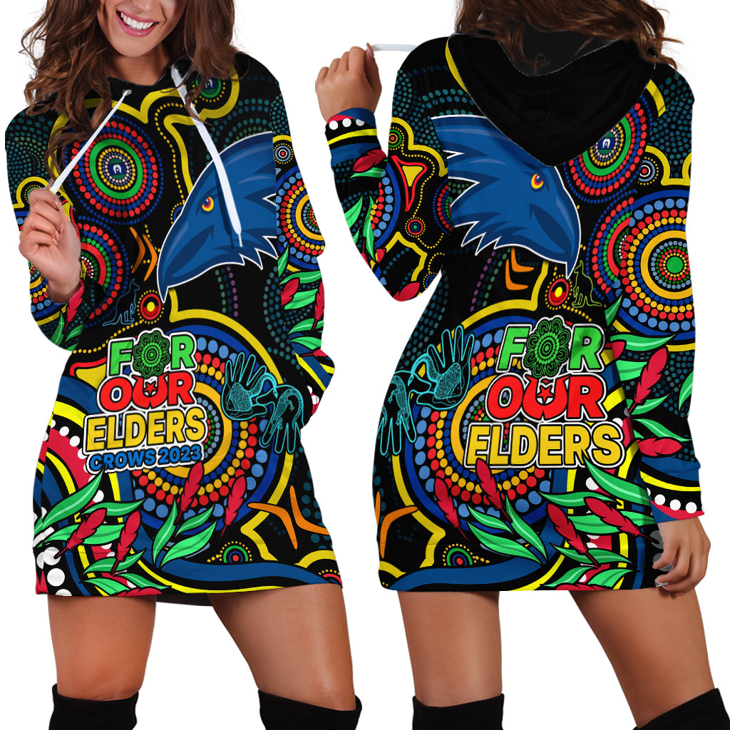 Crows Football Aboriginal Art Hoodie Dress NAIDOC Indigenous Tribal - Vibe Hoodie Shop