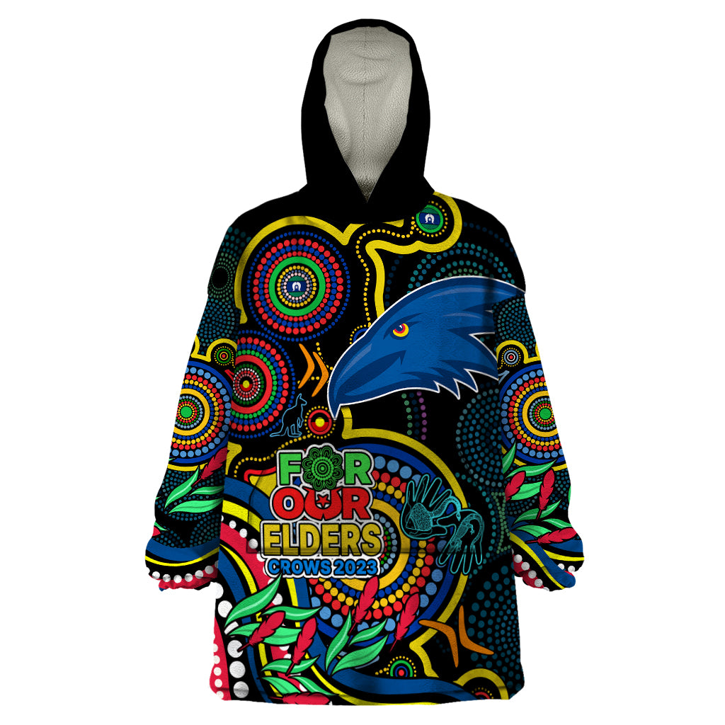 Crows Football Aboriginal Art Wearable Blanket Hoodie NAIDOC Indigenous Tribal - Vibe Hoodie Shop