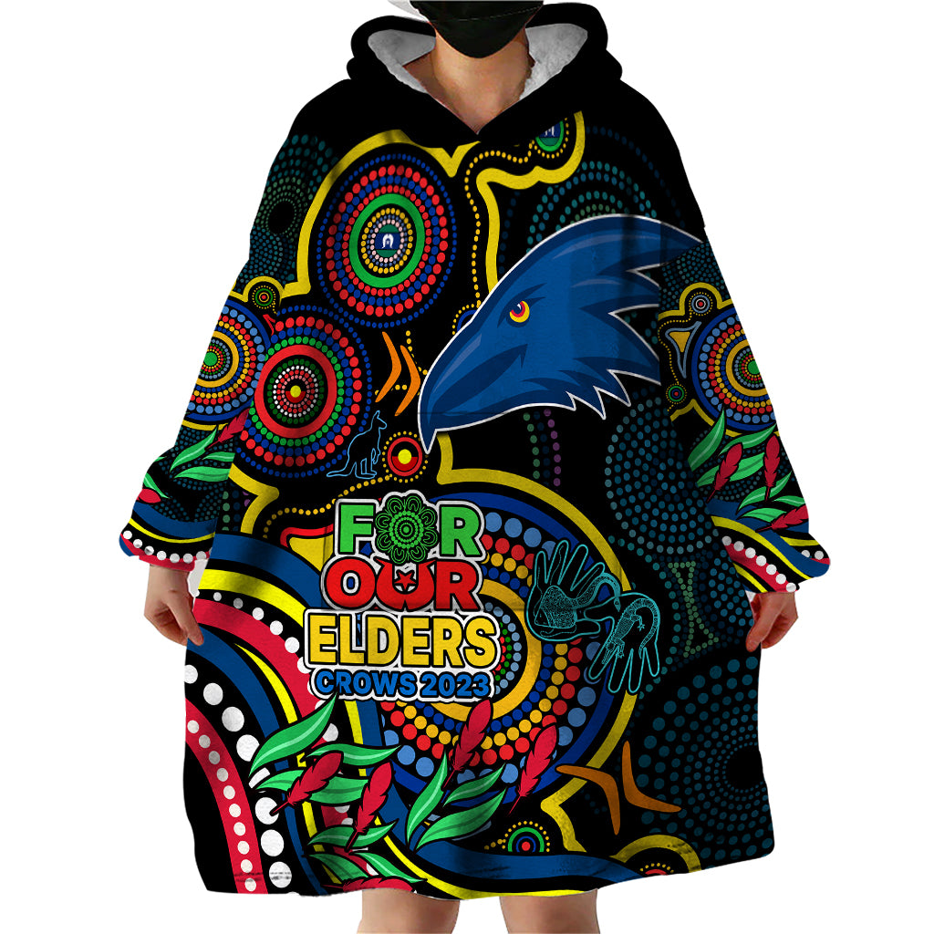 Crows Football Aboriginal Art Wearable Blanket Hoodie NAIDOC Indigenous Tribal - Vibe Hoodie Shop