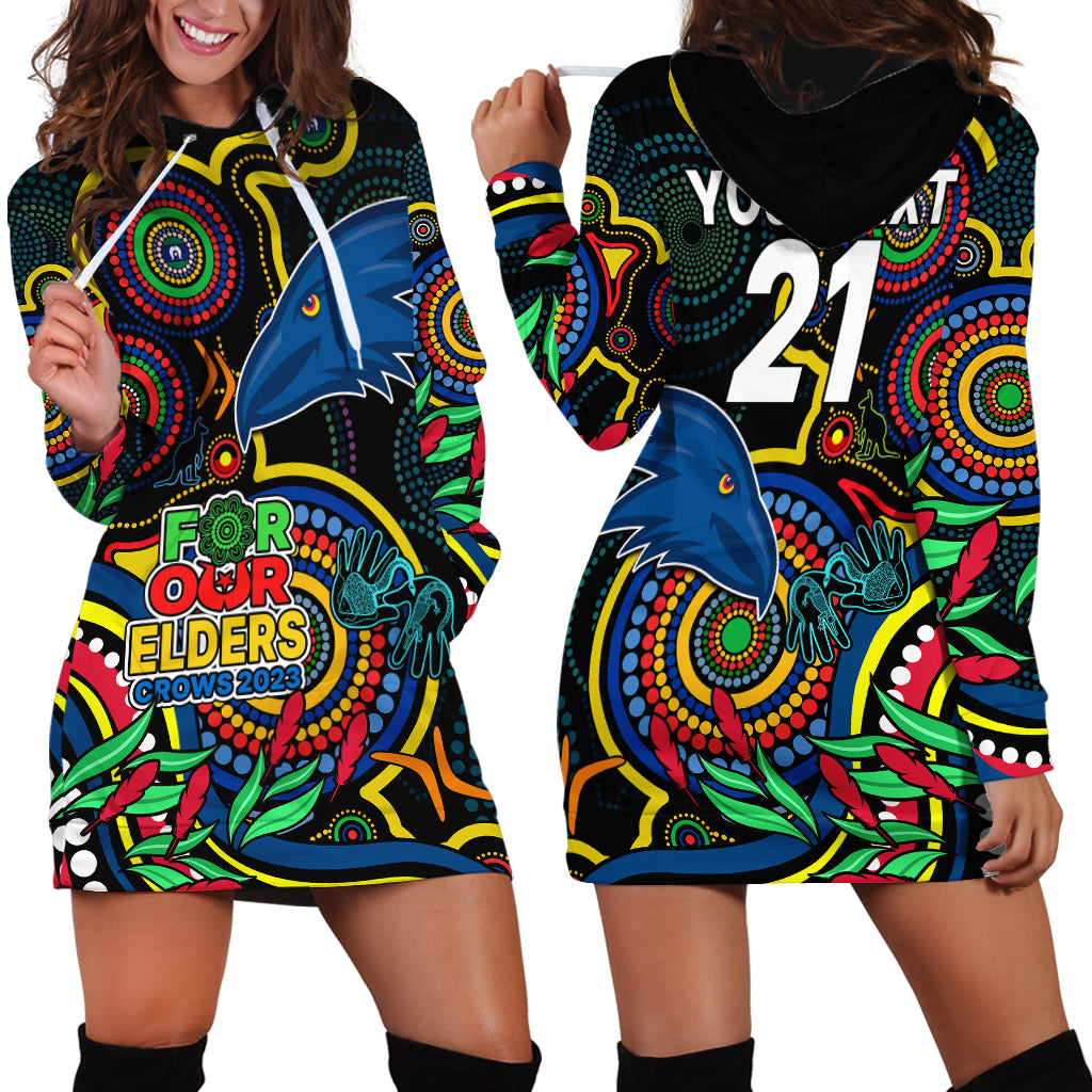 Custom Crows Football Aboriginal Art Hoodie Dress NAIDOC Indigenous Tribal - Vibe Hoodie Shop