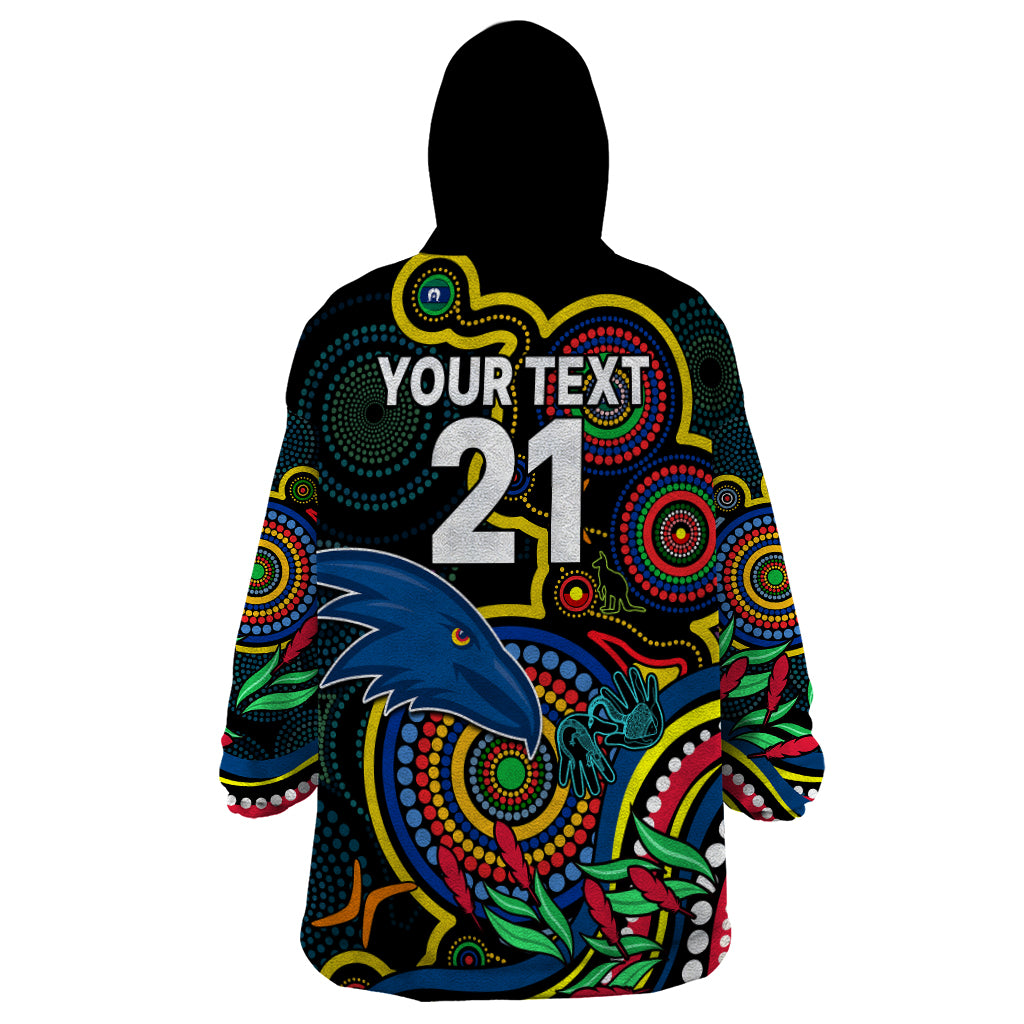 Custom Crows Football Aboriginal Art Wearable Blanket Hoodie NAIDOC Indigenous Tribal - Vibe Hoodie Shop