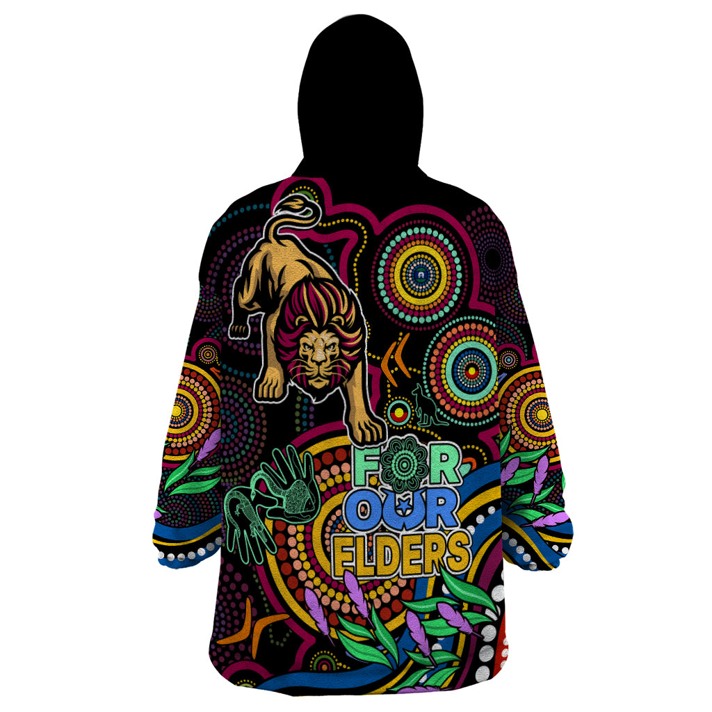 Lions Football Aboriginal Art Wearable Blanket Hoodie NAIDOC Indigenous Tribal - Vibe Hoodie Shop