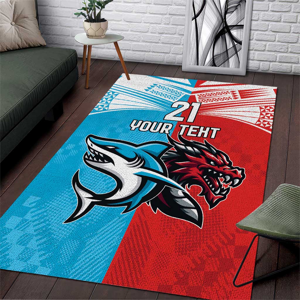 Custom Sharks-Dragons Rugby Area Rug With Sporty Style - Vibe Hoodie Shop