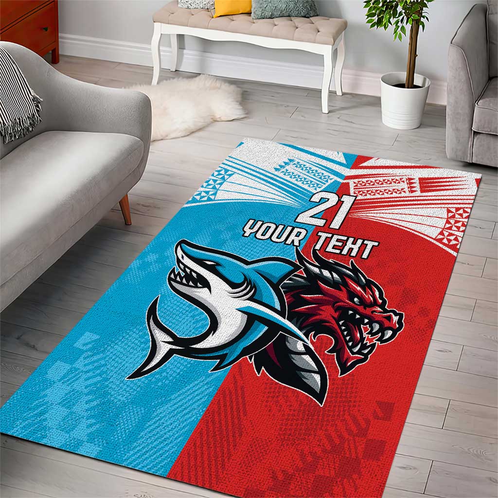 Custom Sharks-Dragons Rugby Area Rug With Sporty Style - Vibe Hoodie Shop