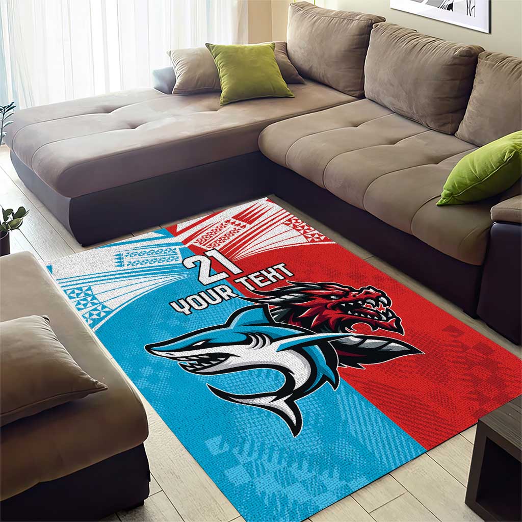 Custom Sharks-Dragons Rugby Area Rug With Sporty Style - Vibe Hoodie Shop