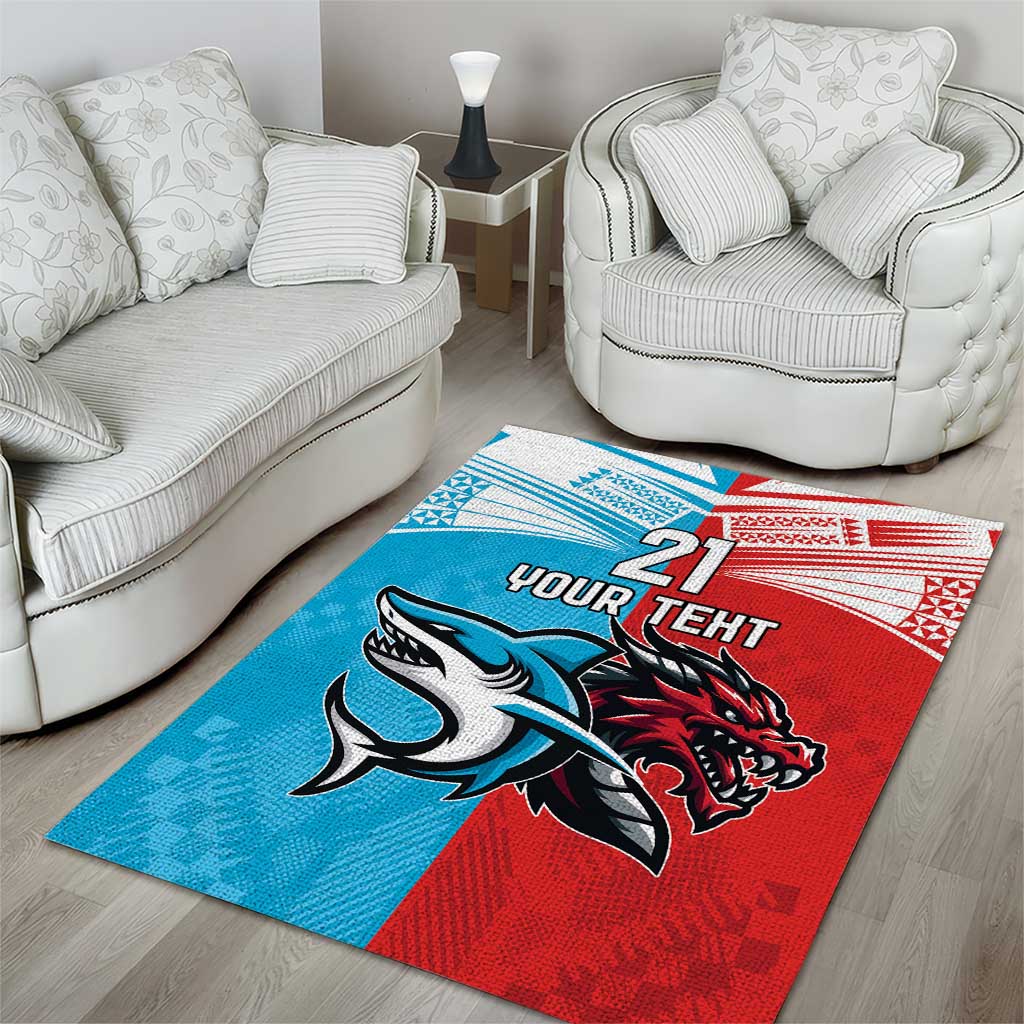 Custom Sharks-Dragons Rugby Area Rug With Sporty Style - Vibe Hoodie Shop