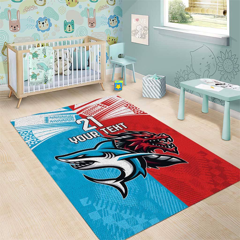 Custom Sharks-Dragons Rugby Area Rug With Sporty Style - Vibe Hoodie Shop