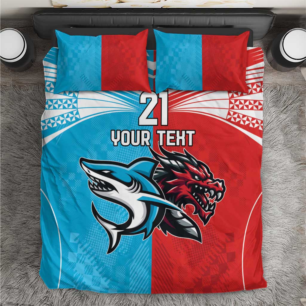 Custom Sharks-Dragons Rugby Bedding Set With Sporty Style - Vibe Hoodie Shop
