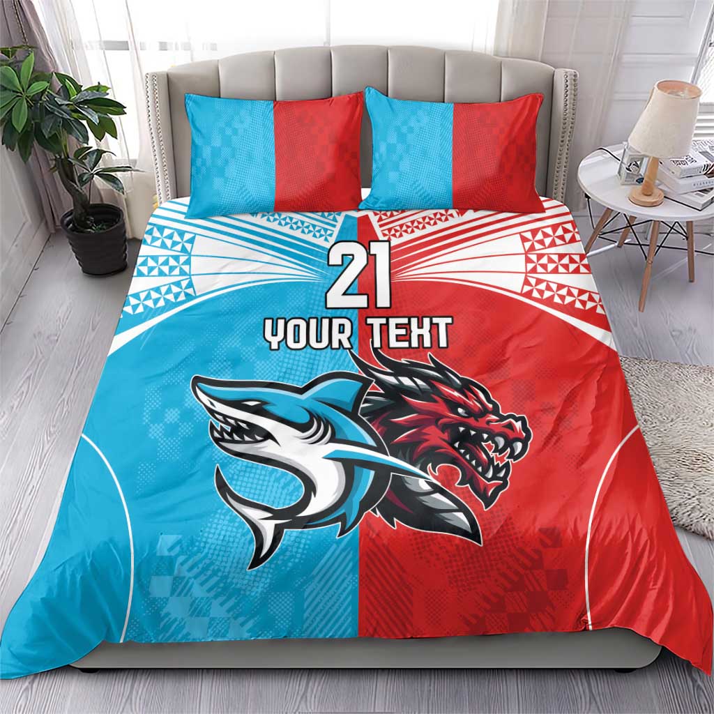 Custom Sharks-Dragons Rugby Bedding Set With Sporty Style - Vibe Hoodie Shop