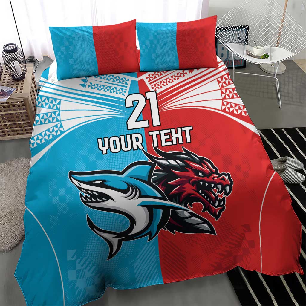 Custom Sharks-Dragons Rugby Bedding Set With Sporty Style - Vibe Hoodie Shop