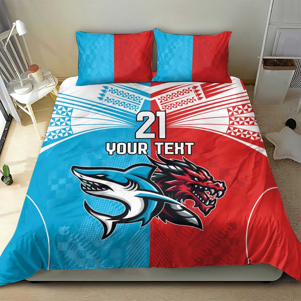 Custom Sharks-Dragons Rugby Bedding Set With Sporty Style - Vibe Hoodie Shop