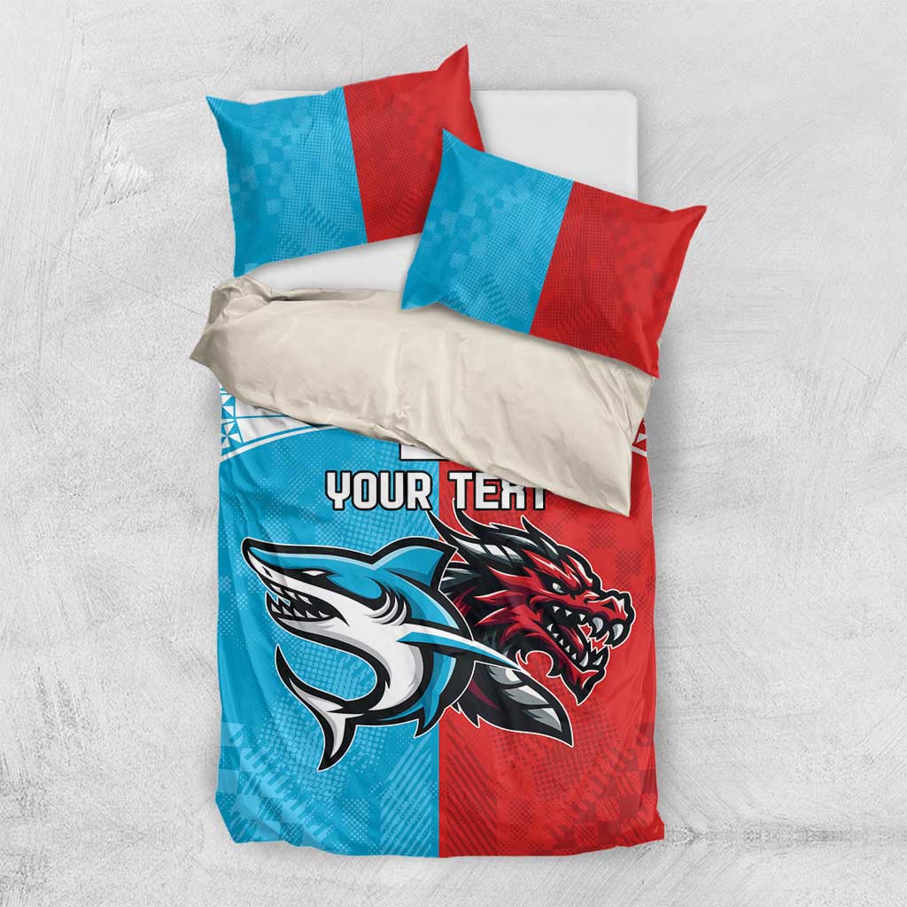 Custom Sharks-Dragons Rugby Bedding Set With Sporty Style - Vibe Hoodie Shop
