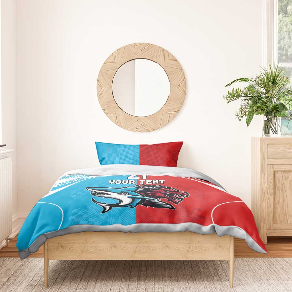 Custom Sharks-Dragons Rugby Bedding Set With Sporty Style - Vibe Hoodie Shop