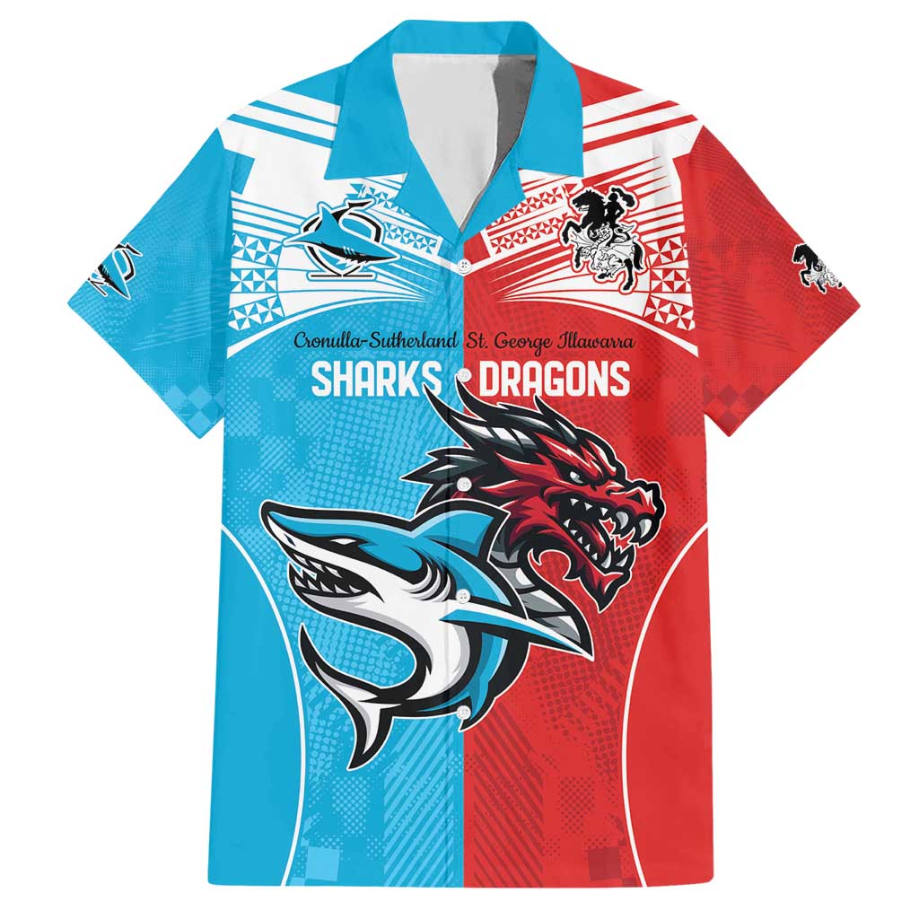 Custom Sharks-Dragons Rugby Hawaiian Shirt With Sporty Style - Vibe Hoodie Shop