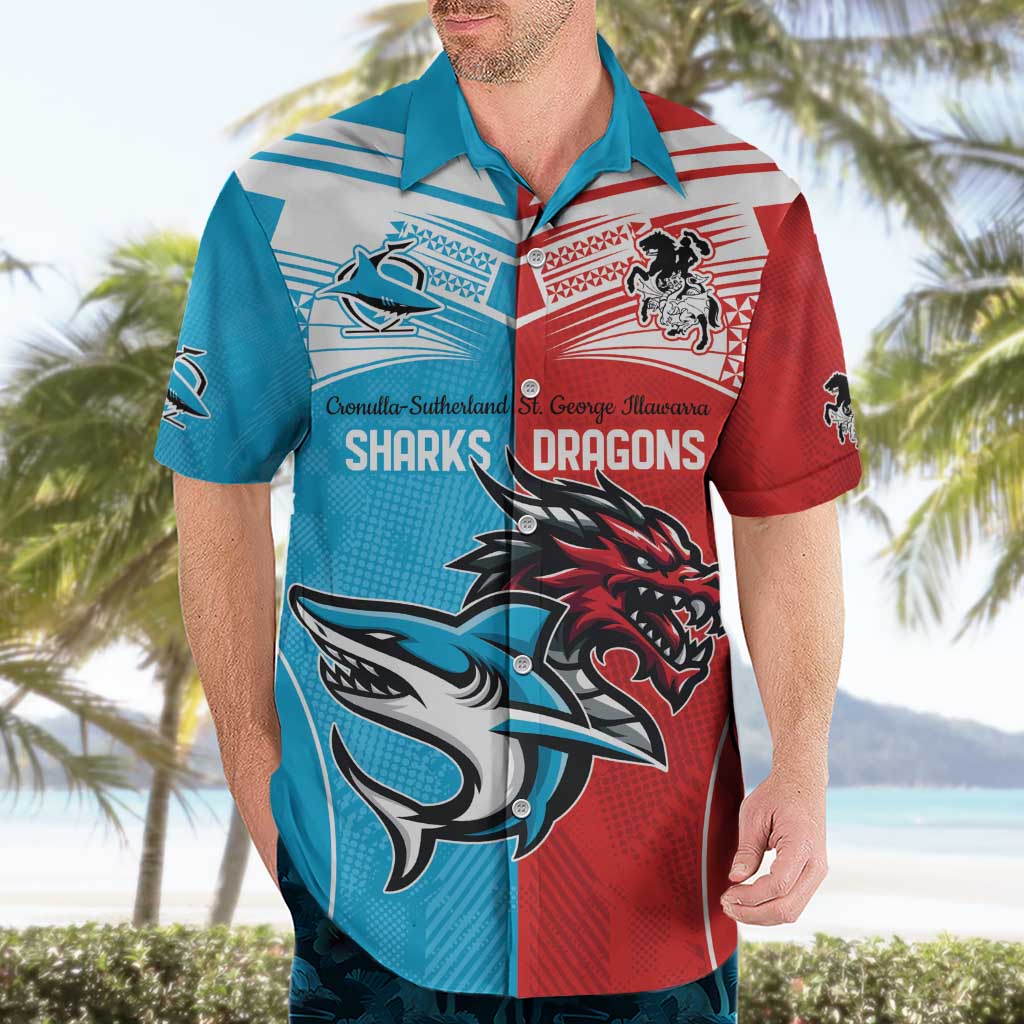 Custom Sharks-Dragons Rugby Hawaiian Shirt With Sporty Style - Vibe Hoodie Shop