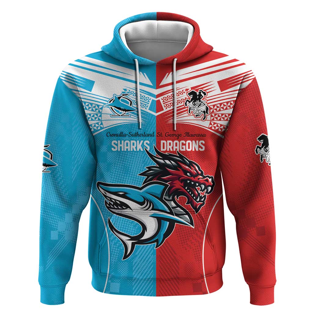 Custom Sharks-Dragons Rugby Hoodie With Sporty Style LT9 - Vibe Hoodie Shop