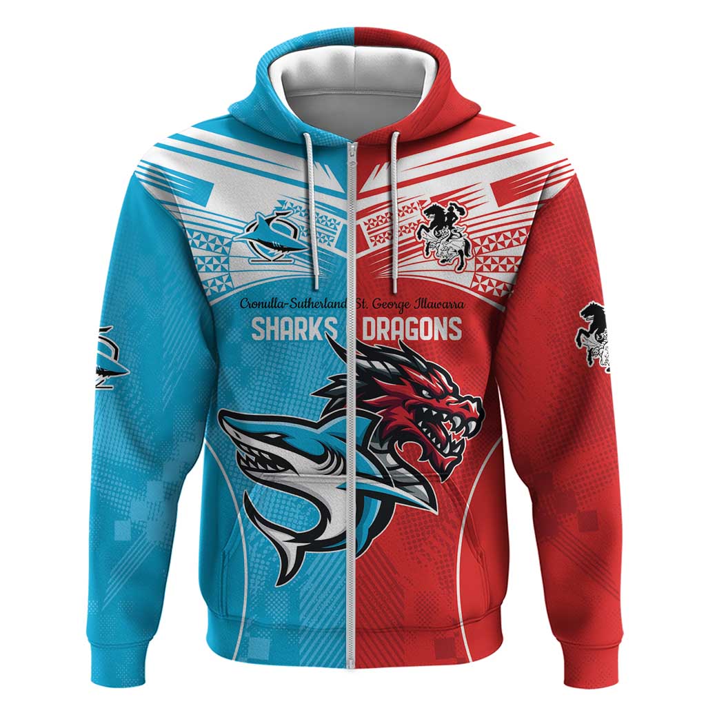 Custom Sharks-Dragons Rugby Hoodie With Sporty Style LT9 - Vibe Hoodie Shop