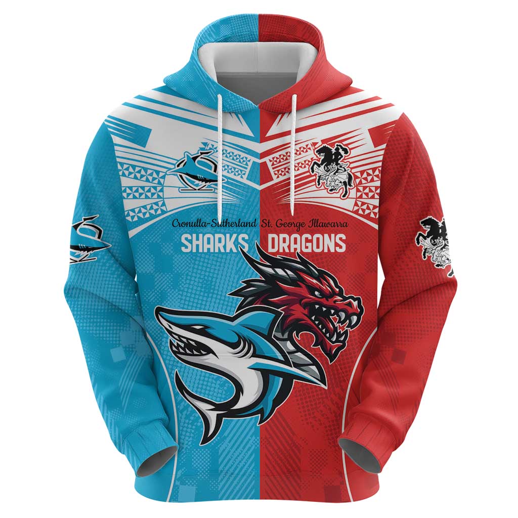 Custom Sharks-Dragons Rugby Hoodie With Sporty Style LT9 - Vibe Hoodie Shop