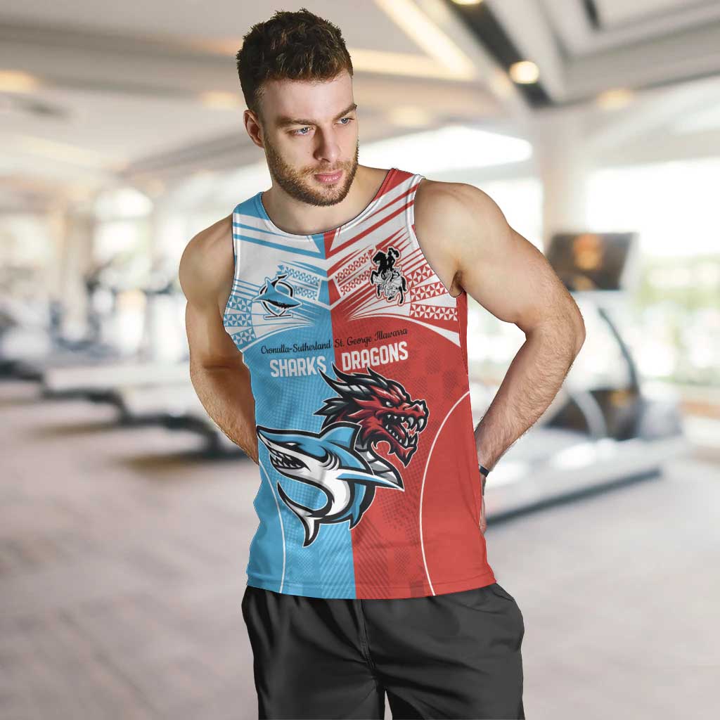 Custom Sharks-Dragons Rugby Men Tank Top With Sporty Style - Vibe Hoodie Shop