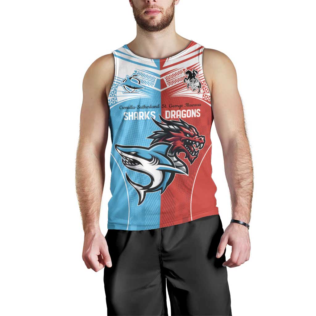 Custom Sharks-Dragons Rugby Men Tank Top With Sporty Style - Vibe Hoodie Shop