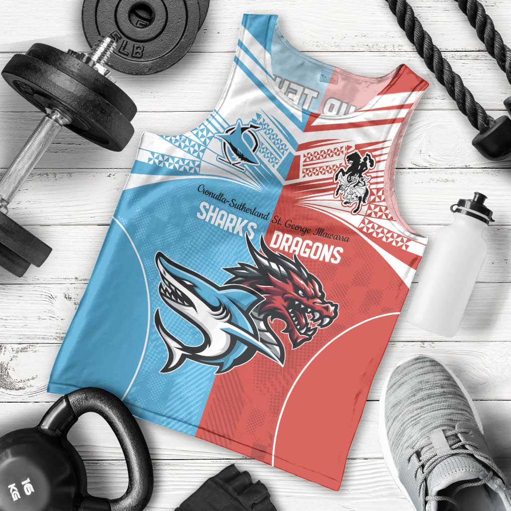 Custom Sharks-Dragons Rugby Men Tank Top With Sporty Style - Vibe Hoodie Shop