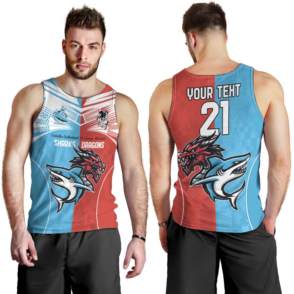 Custom Sharks-Dragons Rugby Men Tank Top With Sporty Style - Vibe Hoodie Shop