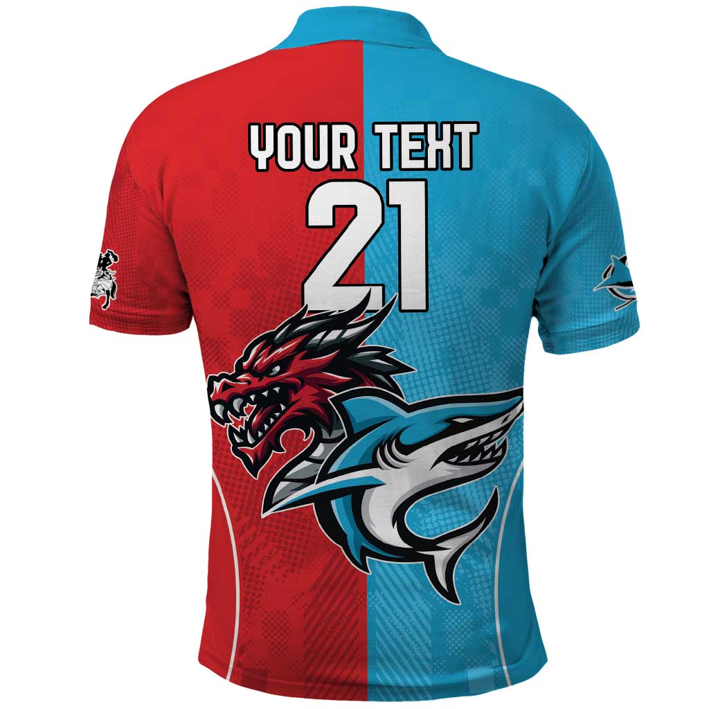 Custom Sharks-Dragons Rugby Polo Shirt With Sporty Style LT9 - Vibe Hoodie Shop