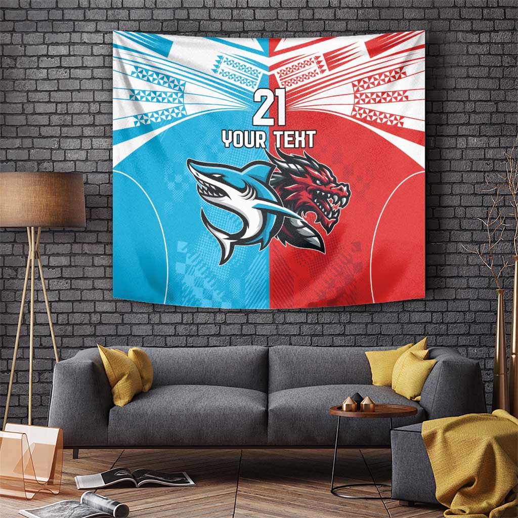 Custom Sharks-Dragons Rugby Tapestry With Sporty Style - Vibe Hoodie Shop