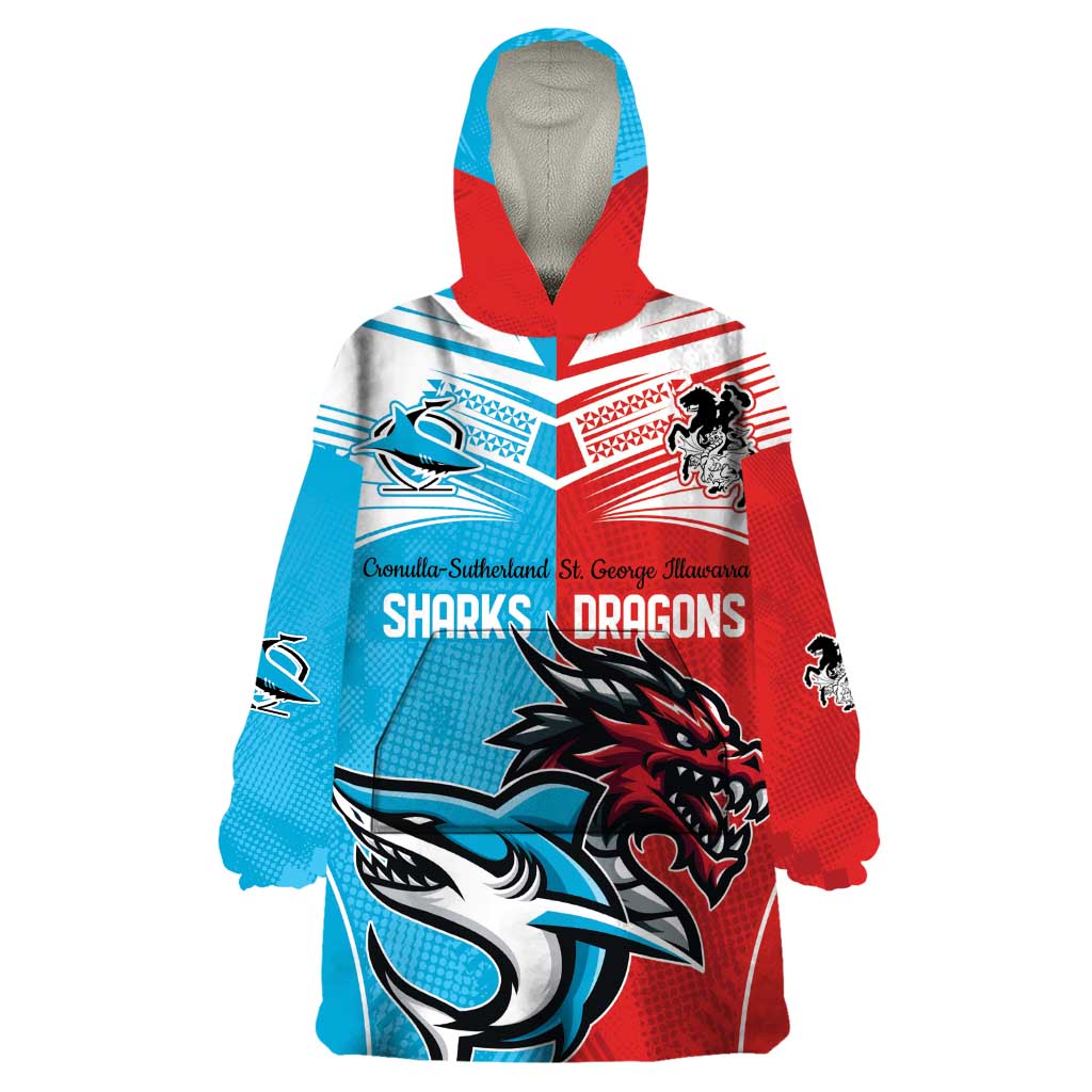 Custom Sharks-Dragons Rugby Wearable Blanket Hoodie With Sporty Style - Vibe Hoodie Shop