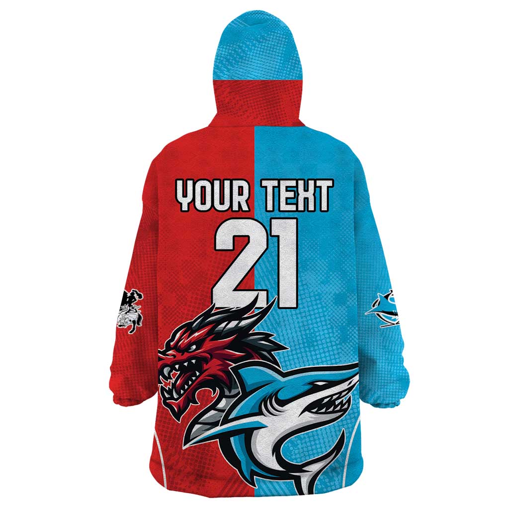 Custom Sharks-Dragons Rugby Wearable Blanket Hoodie With Sporty Style - Vibe Hoodie Shop