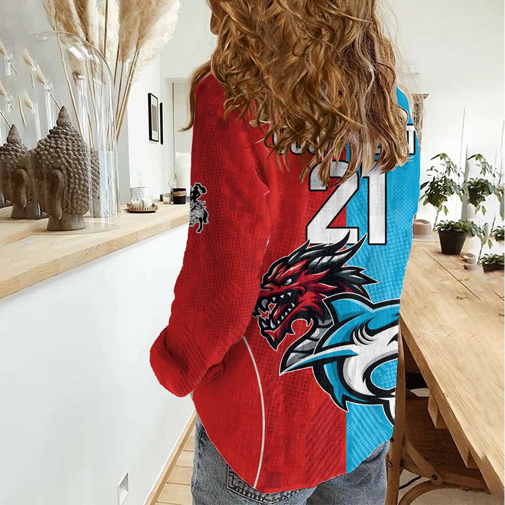 Custom Sharks-Dragons Rugby Women Casual Shirt With Sporty Style - Vibe Hoodie Shop