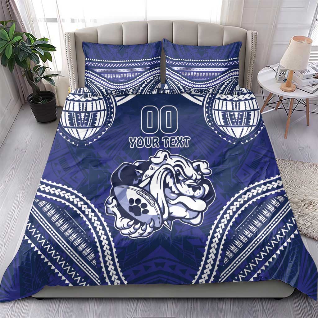Bulldogs Rugby Custom Bedding Set Go Berries With Polynesian Style - Vibe Hoodie Shop