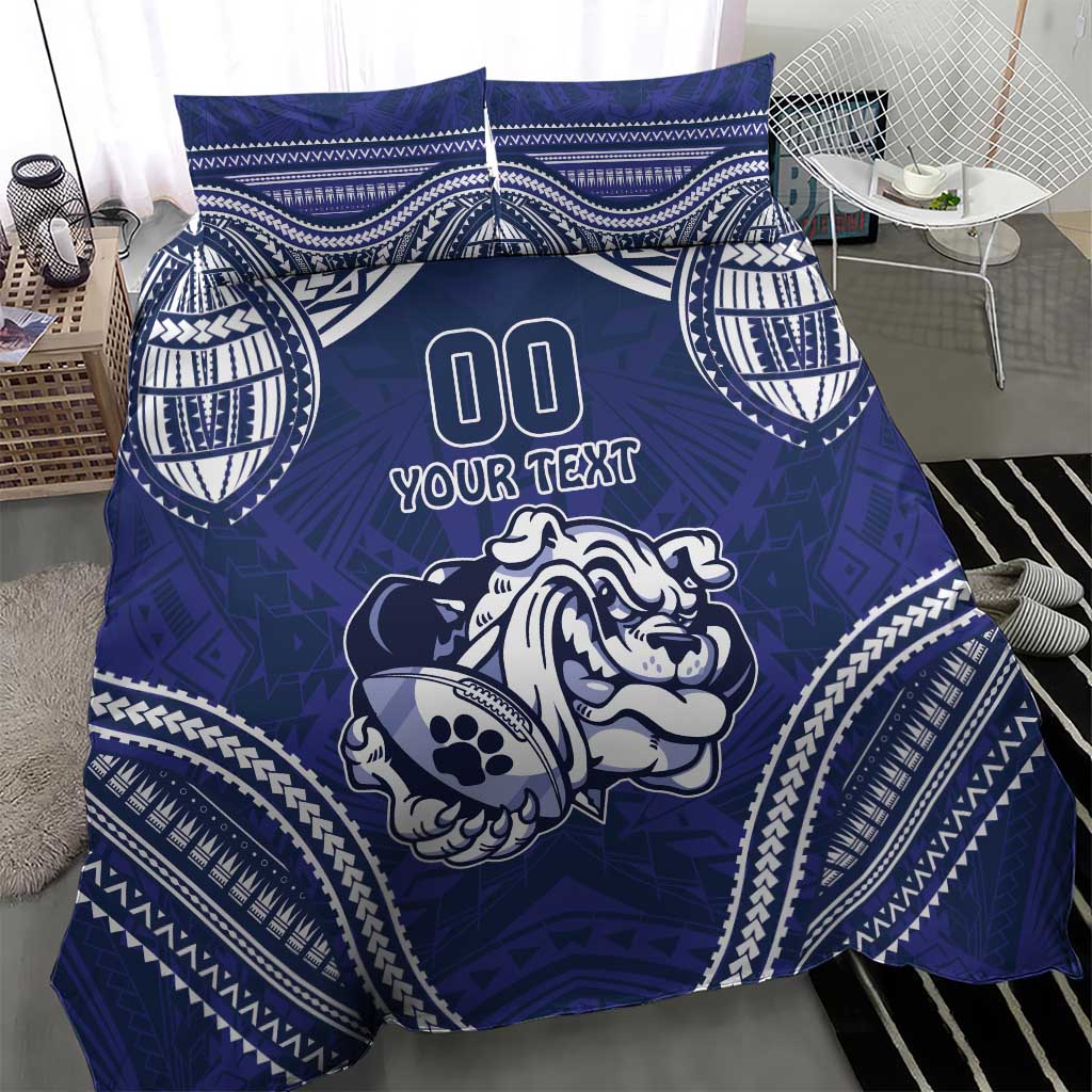 Bulldogs Rugby Custom Bedding Set Go Berries With Polynesian Style - Vibe Hoodie Shop