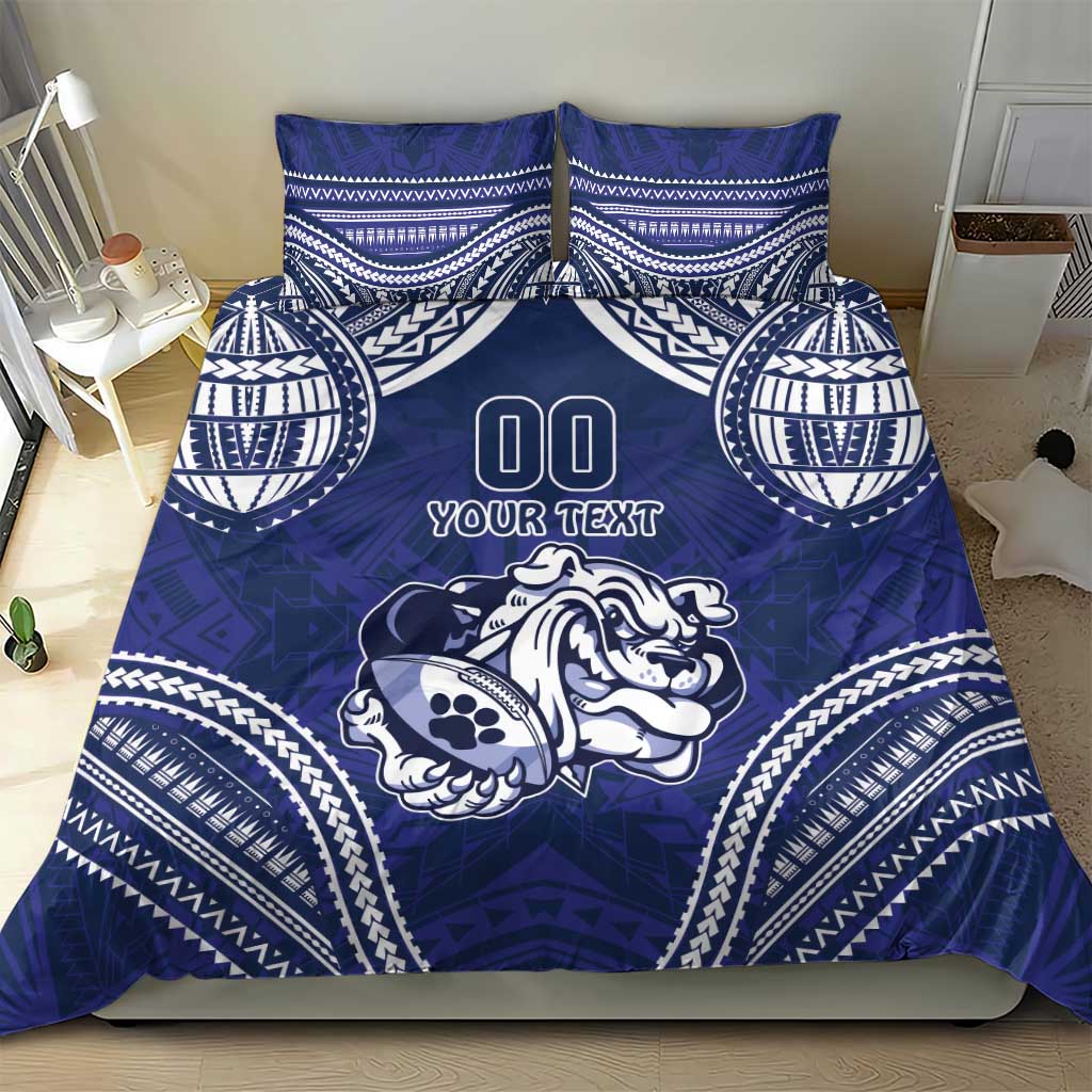 Bulldogs Rugby Custom Bedding Set Go Berries With Polynesian Style - Vibe Hoodie Shop