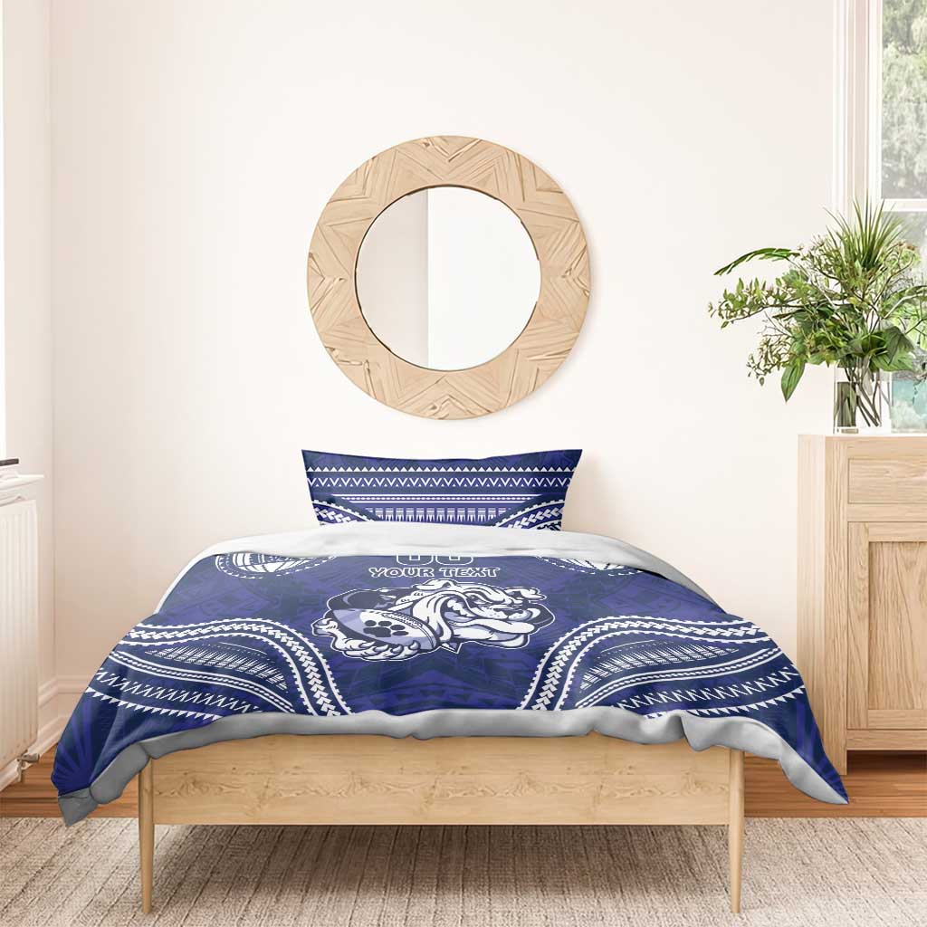Bulldogs Rugby Custom Bedding Set Go Berries With Polynesian Style - Vibe Hoodie Shop
