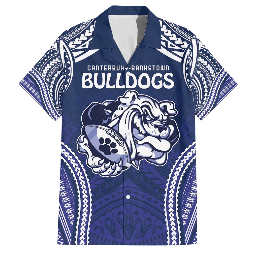 Bulldogs Rugby Custom Family Matching Short Sleeve Bodycon Dress and Hawaiian Shirt Go Berries With Polynesian Style