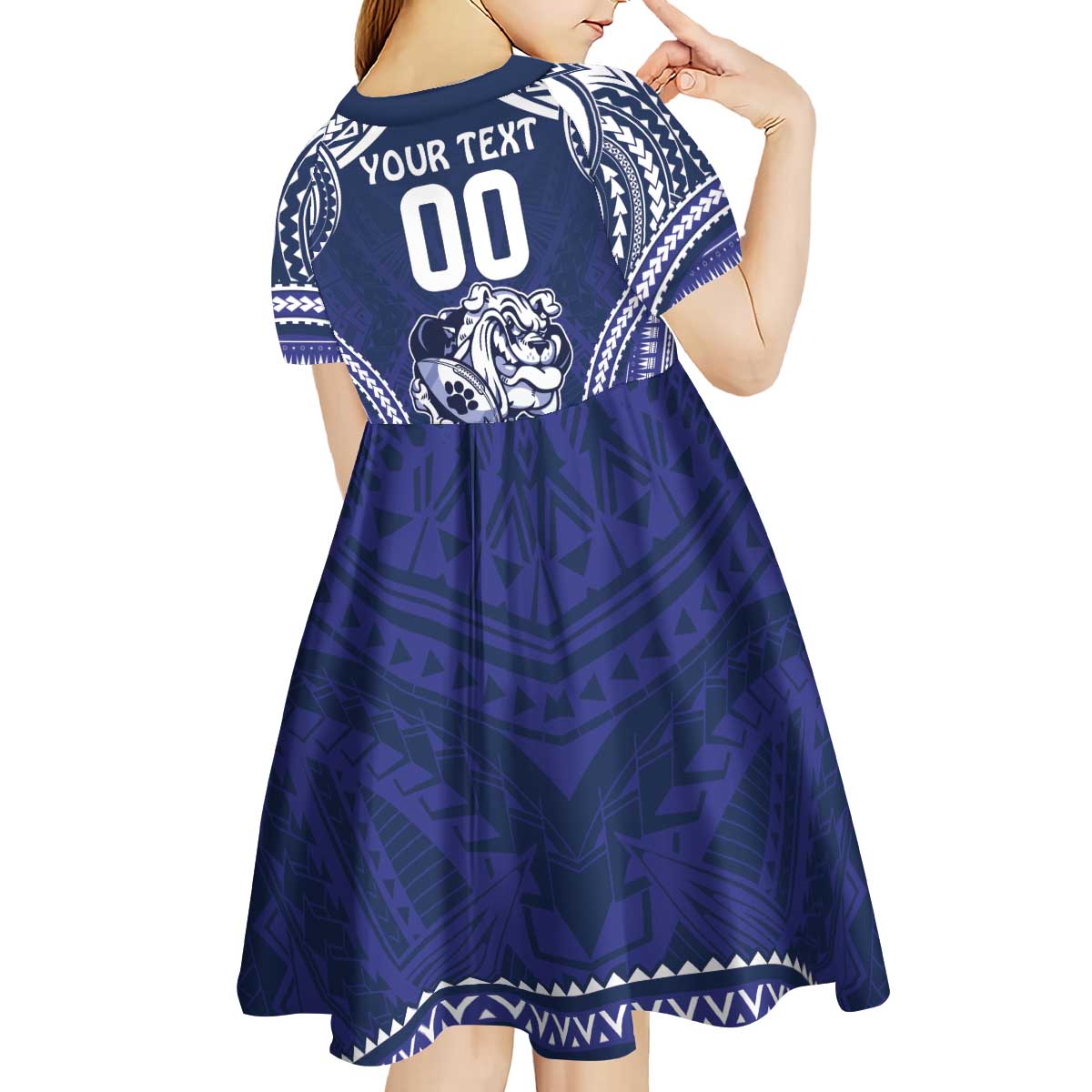 Bulldogs Rugby Custom Kid Short Sleeve Dress Go Berries With Polynesian Style - Vibe Hoodie Shop