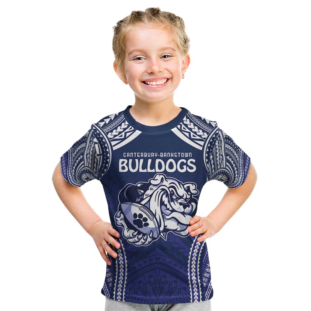 Bulldogs Rugby Custom Kid T Shirt Go Berries With Polynesian Style - Vibe Hoodie Shop