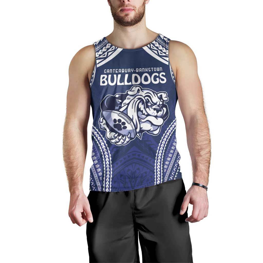 Bulldogs Rugby Custom Men Tank Top Go Berries With Polynesian Style - Vibe Hoodie Shop