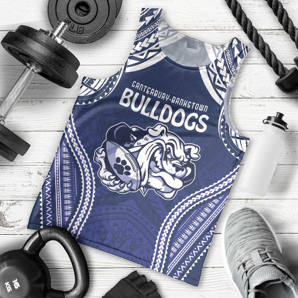 Bulldogs Rugby Custom Men Tank Top Go Berries With Polynesian Style - Vibe Hoodie Shop
