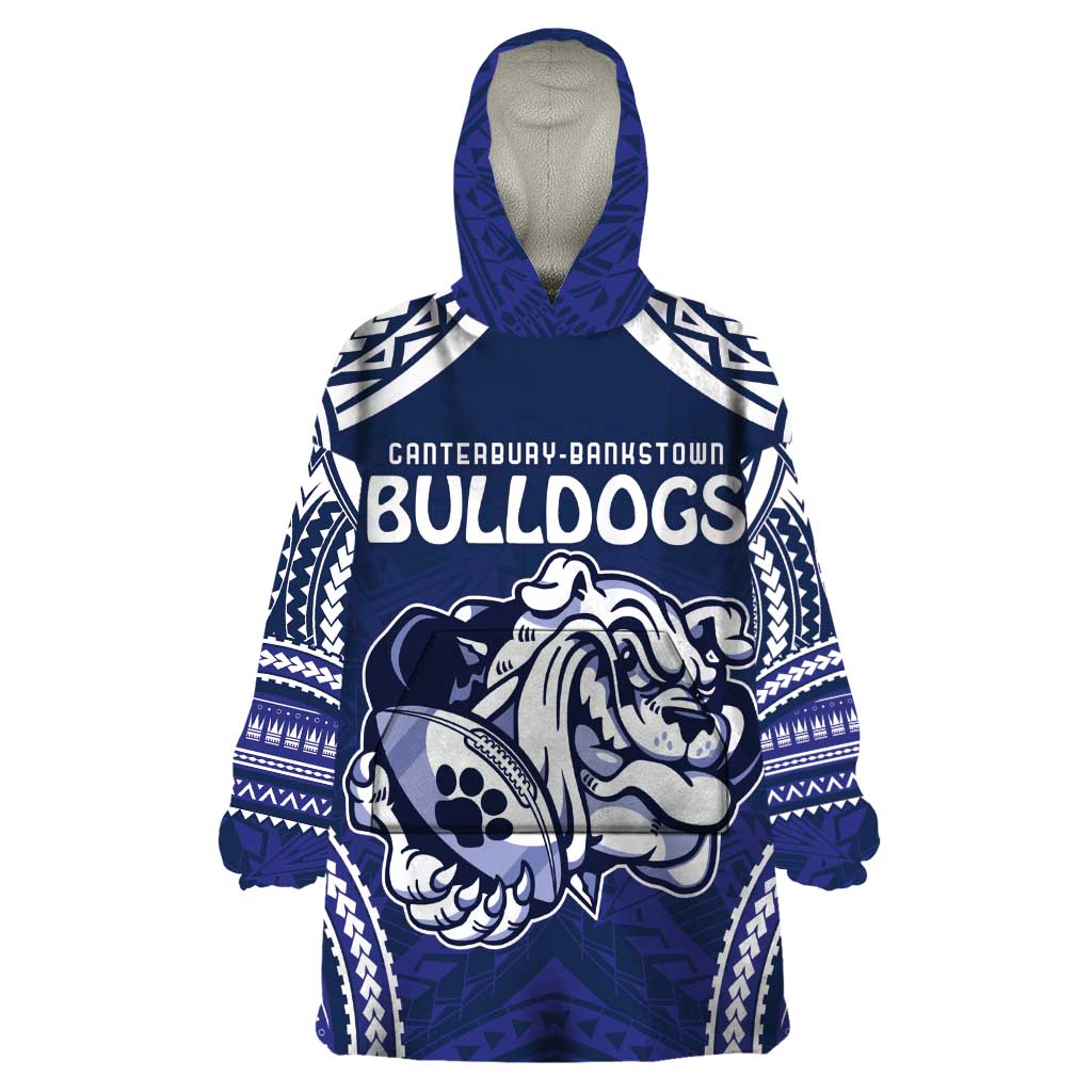 Bulldogs Rugby Custom Wearable Blanket Hoodie Go Berries With Polynesian Style - Vibe Hoodie Shop