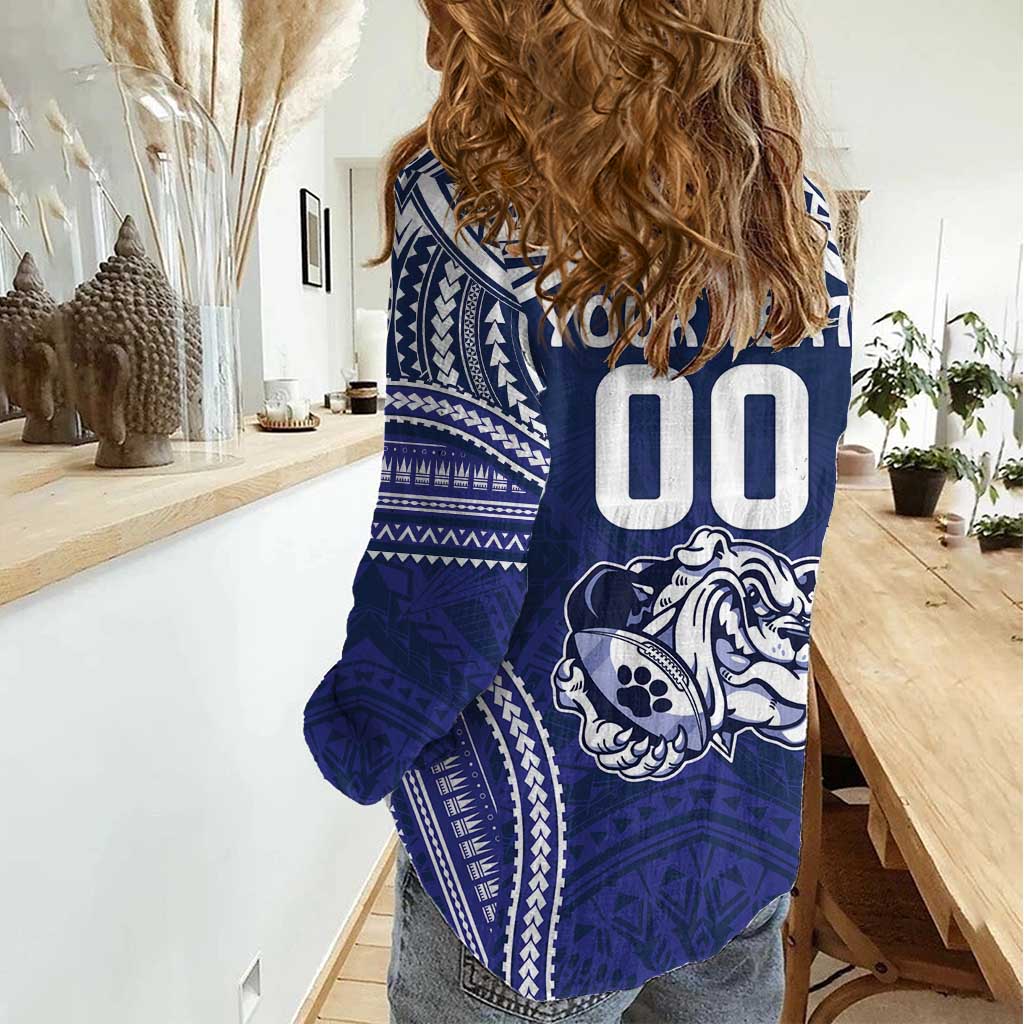 Bulldogs Rugby Custom Women Casual Shirt Go Berries With Polynesian Style - Vibe Hoodie Shop