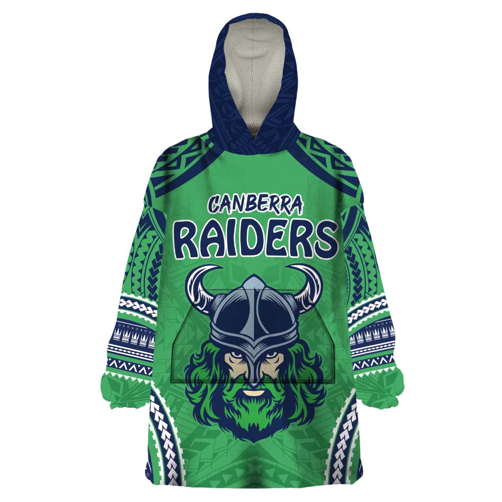 Raiders Rugby Custom Wearable Blanket Hoodie With Polynesian Style - Vibe Hoodie Shop