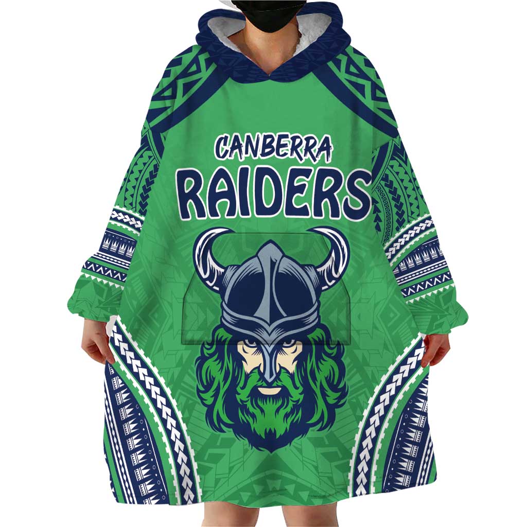 Raiders Rugby Custom Wearable Blanket Hoodie With Polynesian Style - Vibe Hoodie Shop