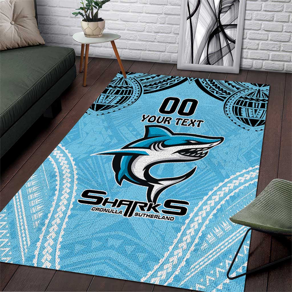 Sharks Rugby Custom Area Rug With Polynesian Style - Vibe Hoodie Shop