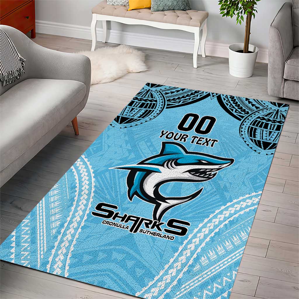 Sharks Rugby Custom Area Rug With Polynesian Style - Vibe Hoodie Shop