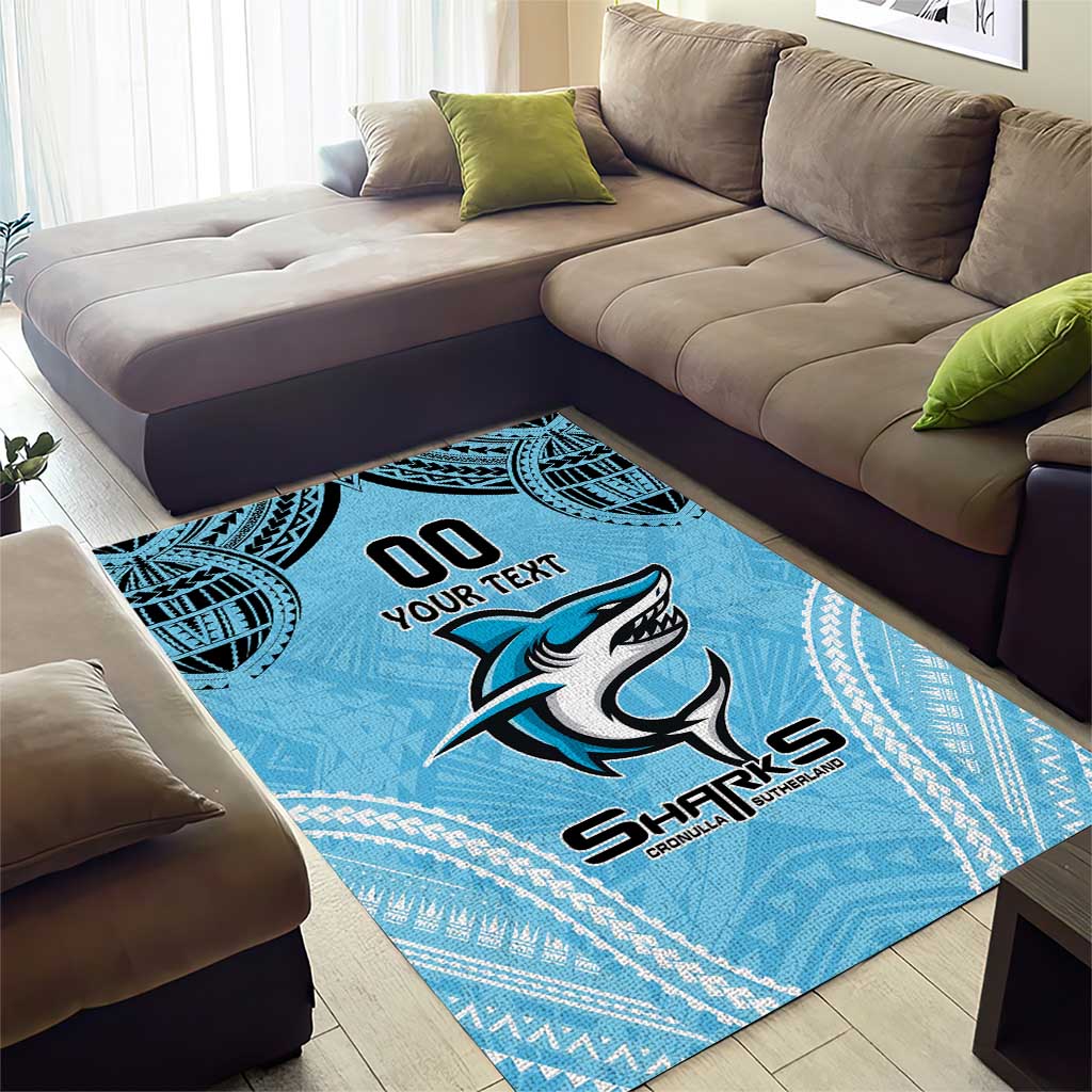 Sharks Rugby Custom Area Rug With Polynesian Style - Vibe Hoodie Shop