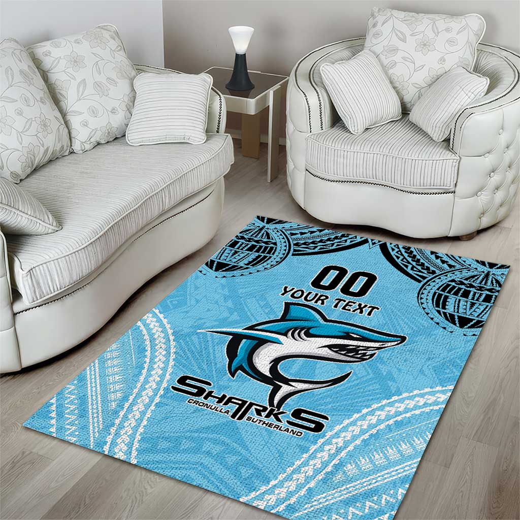 Sharks Rugby Custom Area Rug With Polynesian Style - Vibe Hoodie Shop